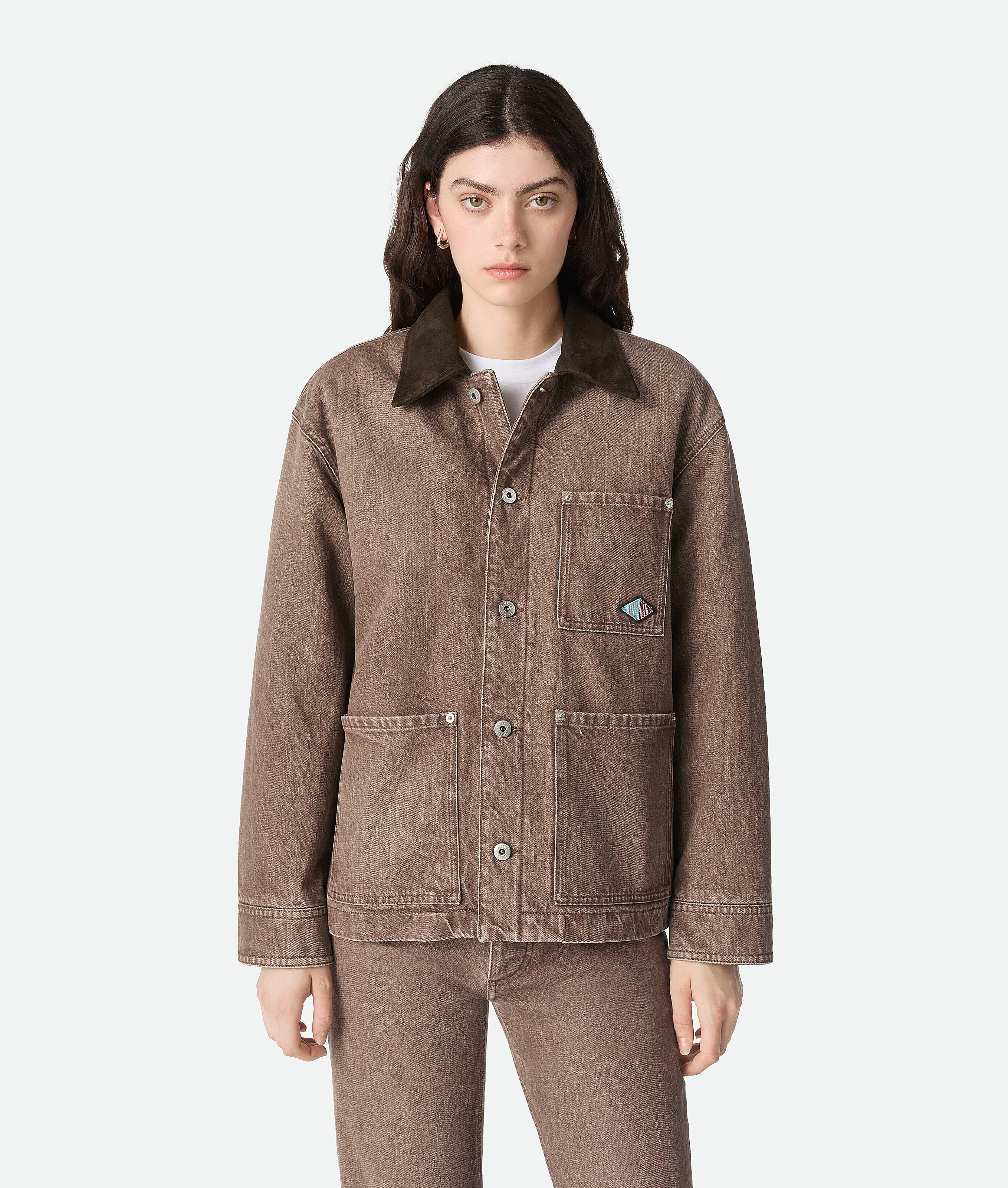 Bottega Veneta Brown Denim Jacket-Brown - Woman - 6